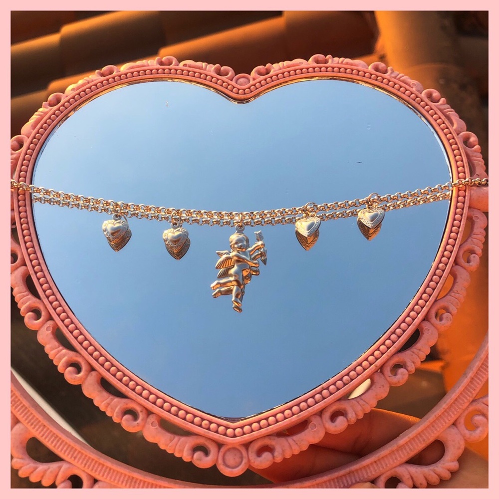 silver angel charm necklace